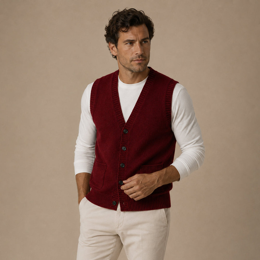 Eric | Stylish Button Front Knit Sweater Vest