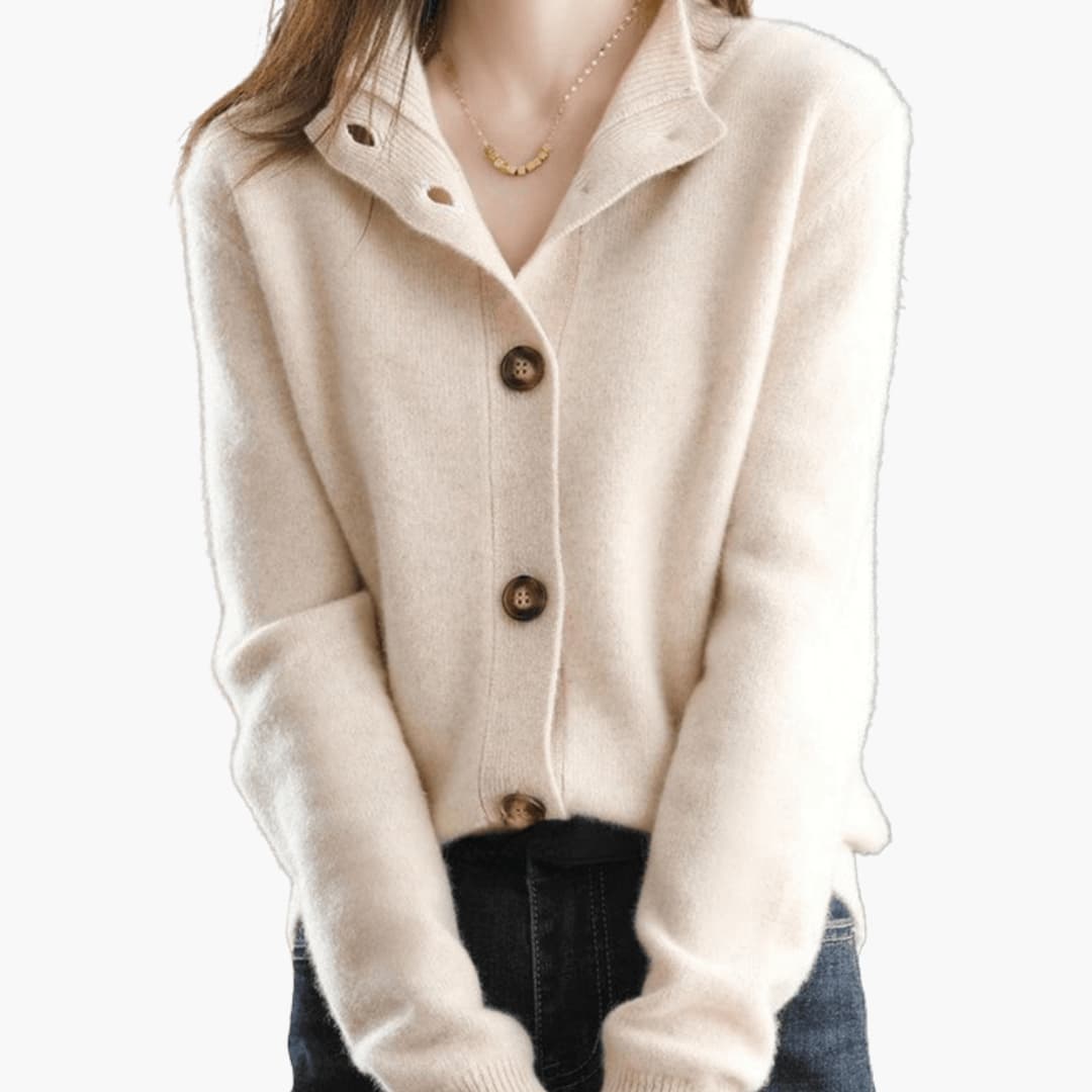 Esther | Stilfuld Cardigan Dame med Reverskrave og Knaplukning