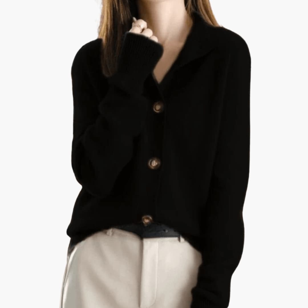 Esther | Stilfuld Cardigan Dame med Reverskrave og Knaplukning