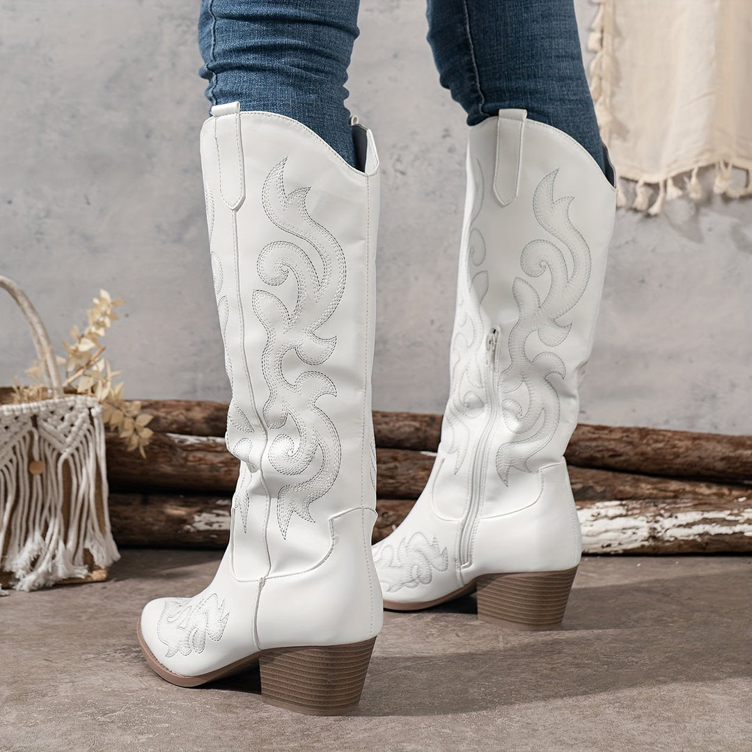 Evelyn | Classic Embroidered Knee High Western Cowboy Boots