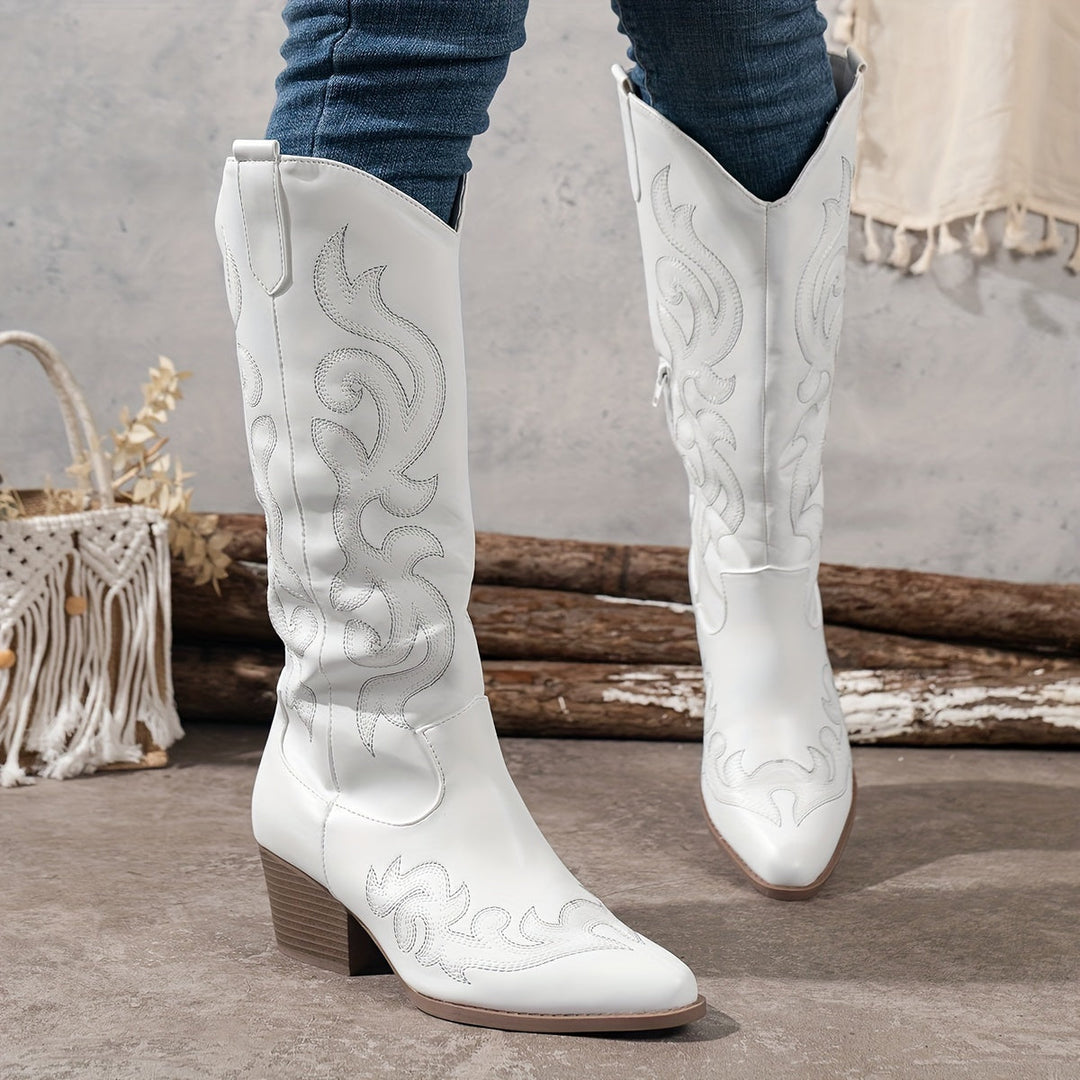 Evelyn | Classic Embroidered Knee High Western Cowboy Boots