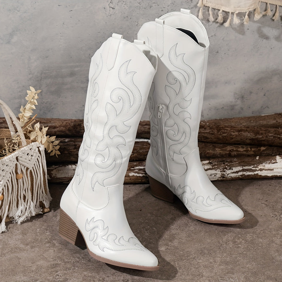 Evelyn | Classic Embroidered Knee High Western Cowboy Boots