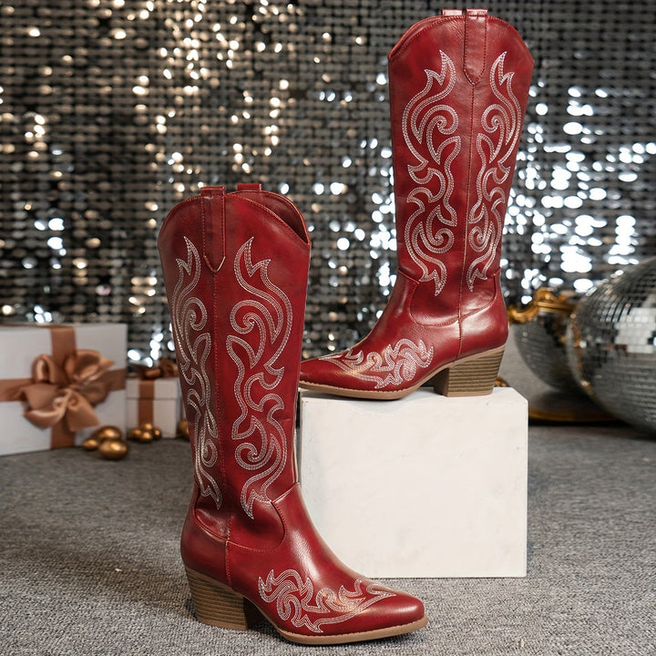 Evelyn | Classic Embroidered Knee High Western Cowboy Boots
