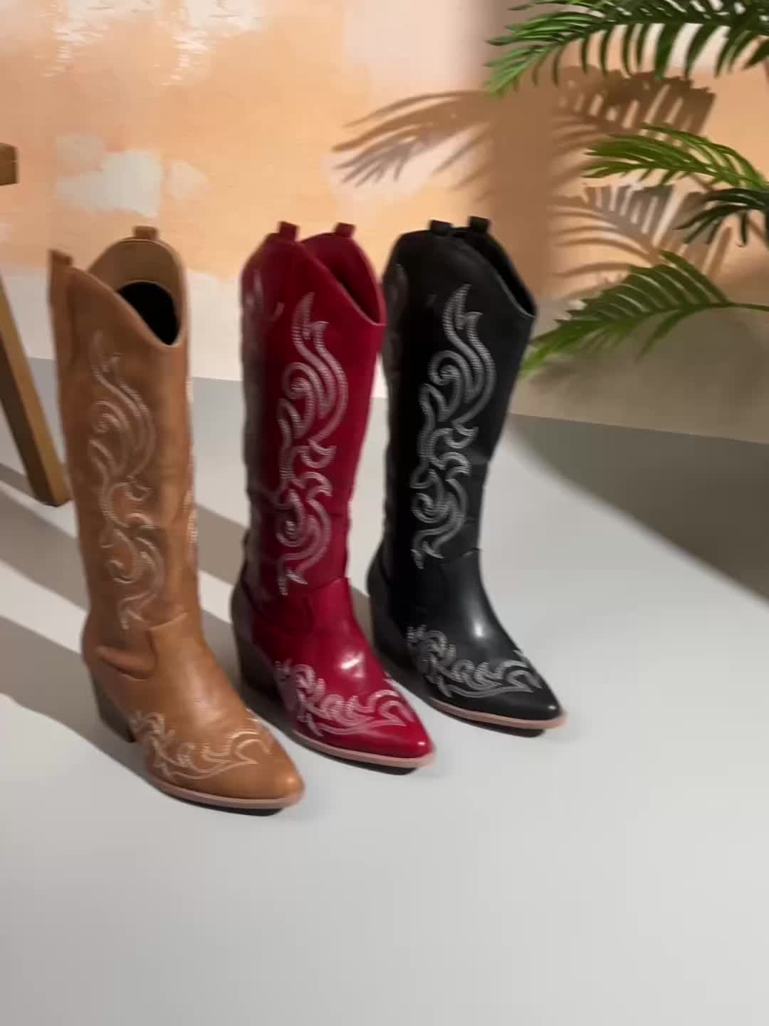 Evelyn | Classic Embroidered Knee High Western Cowboy Boots
