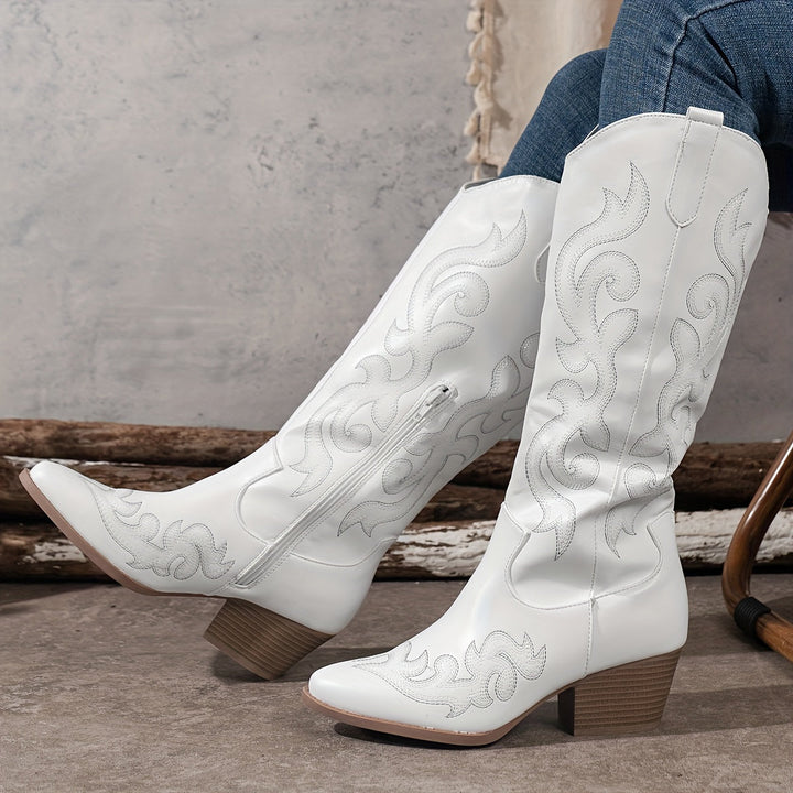 Evelyn | Classic Embroidered Knee High Western Cowboy Boots