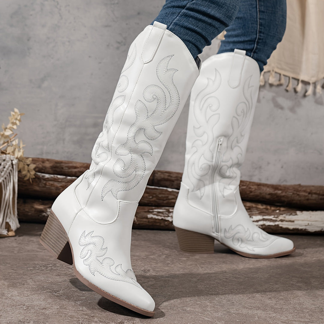 Evelyn | Classic Embroidered Knee High Western Cowboy Boots
