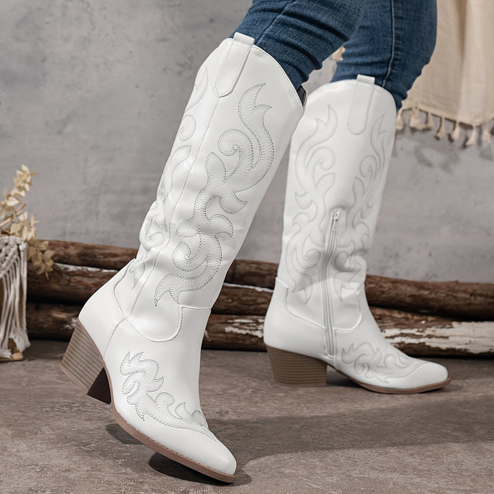 Evelyn | Classic Embroidered Knee High Western Cowboy Boots