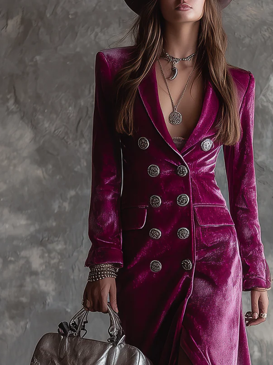 Evelyn | Refined Vintage Double-Breasted Longline Blazer
