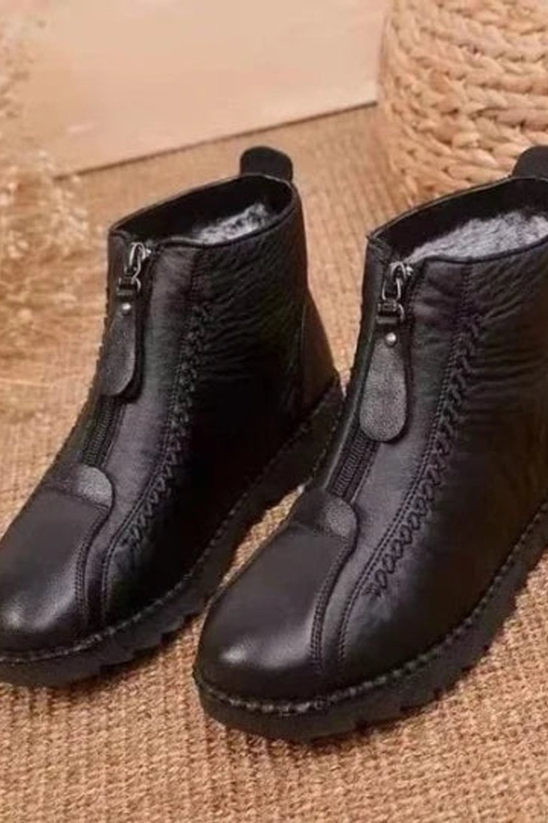 Evelyn | Sophisticated Front Zip Ankle Boots with Fleece Lining