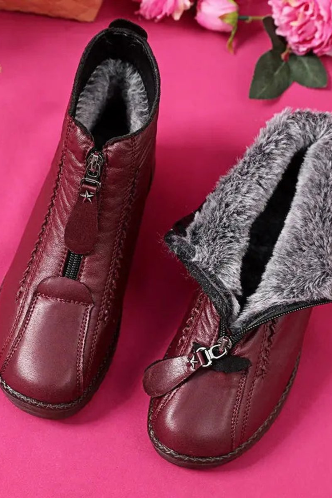 Evelyn | Sophisticated Front Zip Ankle Boots with Fleece Lining