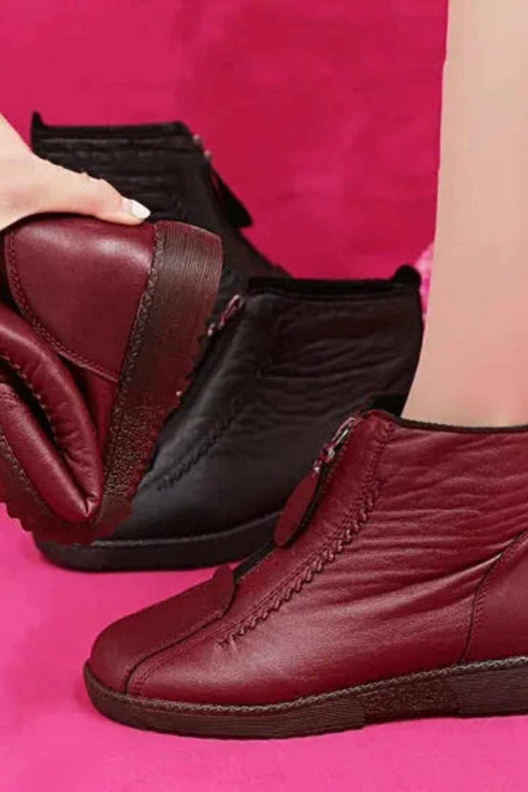 Evelyn | Sophisticated Front Zip Ankle Boots with Fleece Lining