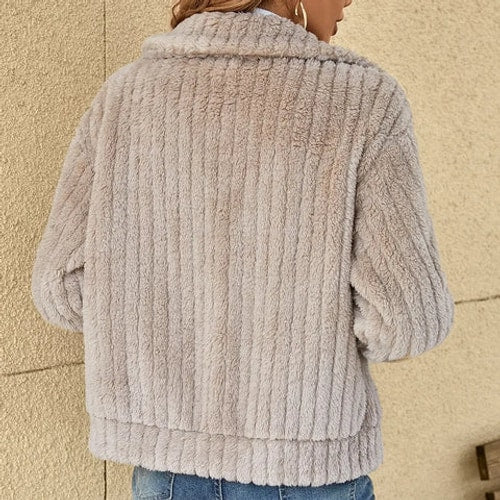 Evelyn | Textured Long Sleeve Zip Up Cardigan
