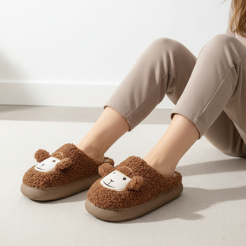 Frida | Ubesværet Plush Hjemmesko med Plateausål