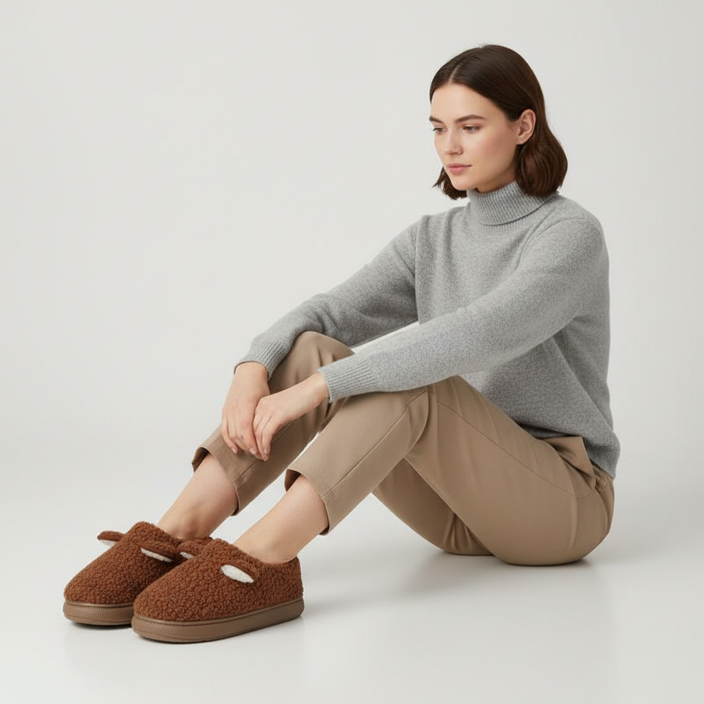 Frida | Ubesværet Plush Hjemmesko med Plateausål