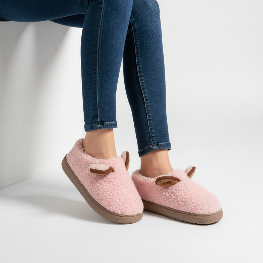 Frida | Ubesværet Plush Hjemmesko med Plateausål