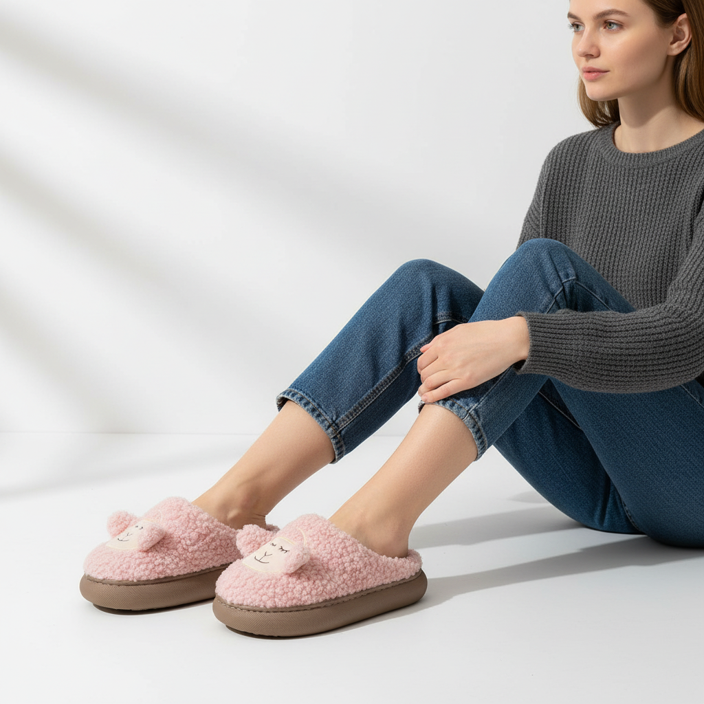 Frida | Ubesværet Plush Hjemmesko med Plateausål