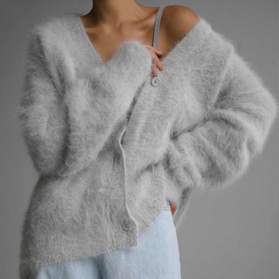 Frida | Yndefuld Oversized Cardigan Dame i Luftig Strik