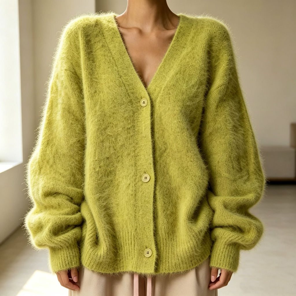 Frida | Yndefuld Oversized Cardigan Dame i Luftig Strik