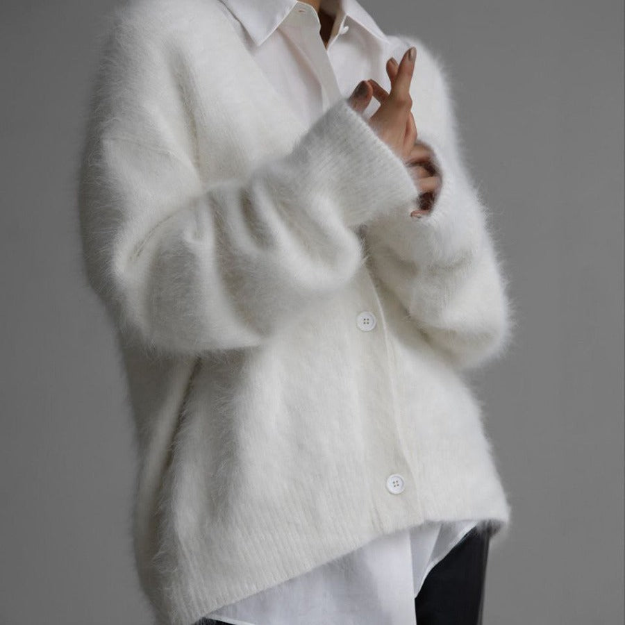 Frida | Yndefuld Oversized Cardigan Dame i Luftig Strik
