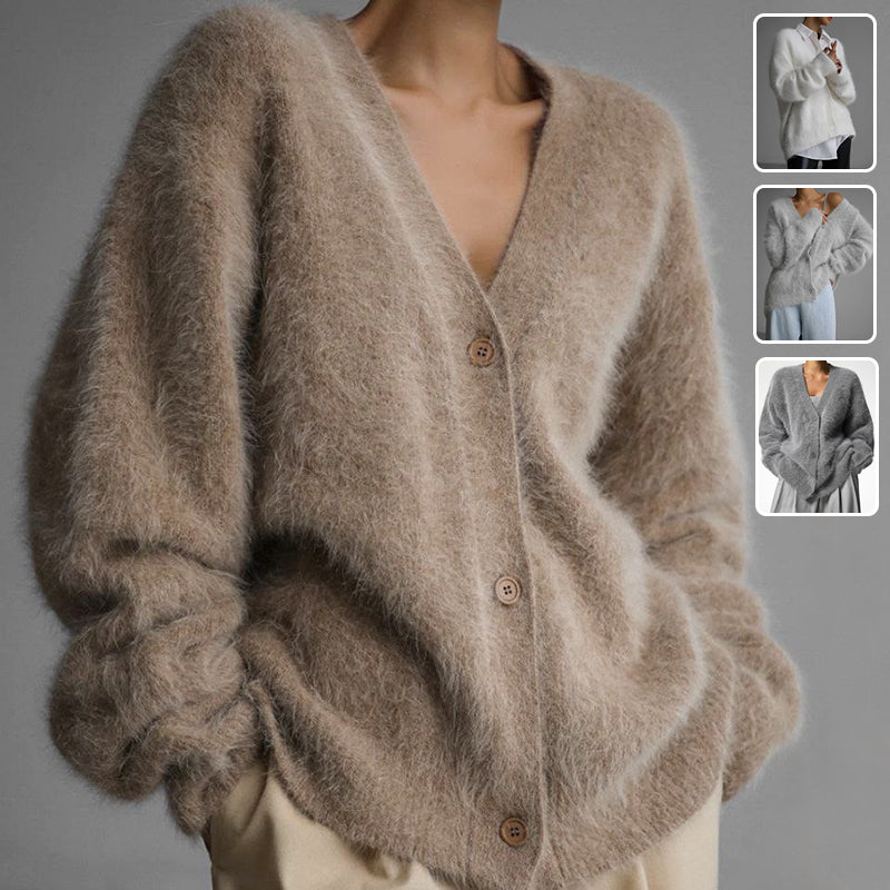 Frida | Yndefuld Oversized Cardigan Dame i Luftig Strik