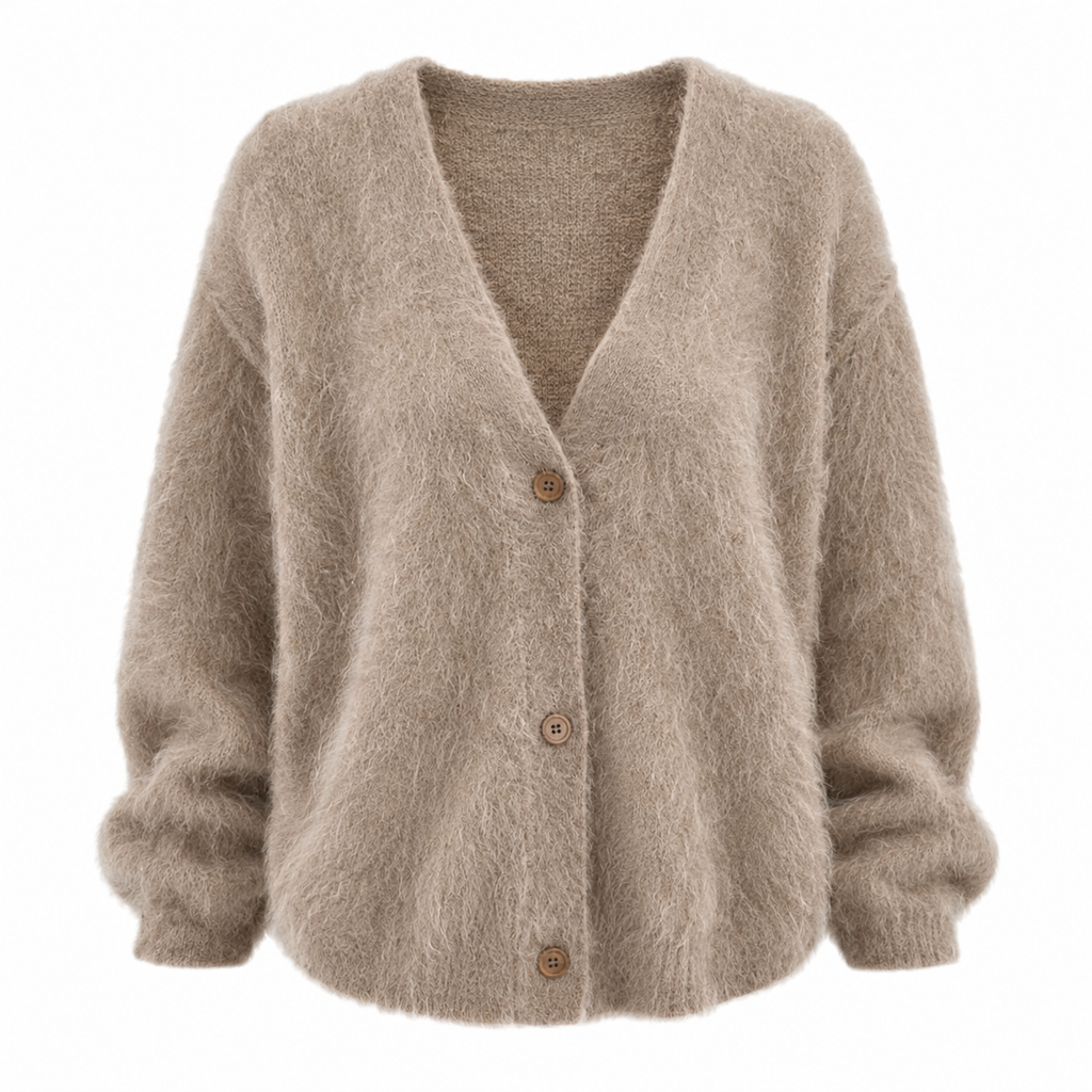 Frida | Yndefuld Oversized Cardigan Dame i Luftig Strik