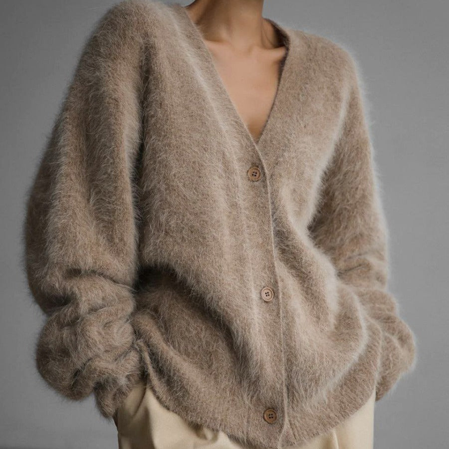 Frida | Yndefuld Oversized Cardigan Dame i Luftig Strik