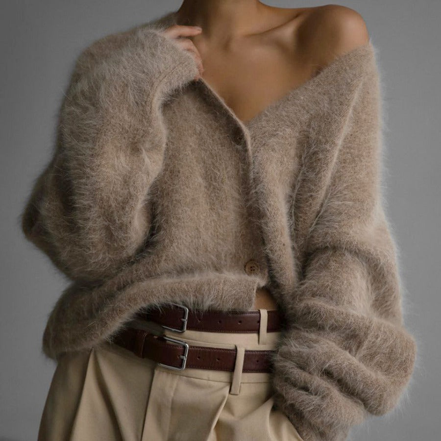 Frida | Yndefuld Oversized Cardigan Dame i Luftig Strik
