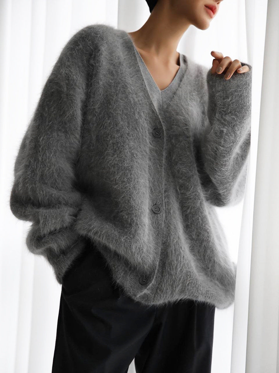 Frida | Yndefuld Oversized Cardigan Dame i Luftig Strik