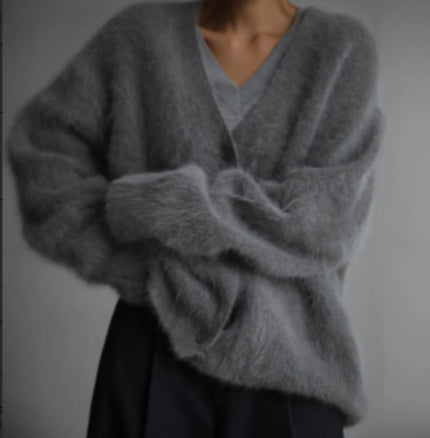 Frida | Yndefuld Oversized Cardigan Dame i Luftig Strik