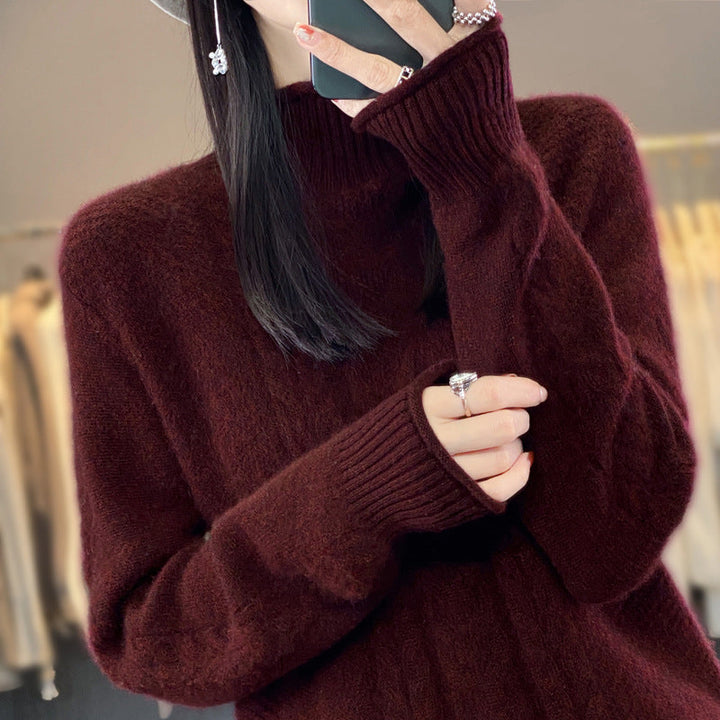 Gloria | Cozy Cable Knit Mock Neck Sweater with Ribbed Cuffs