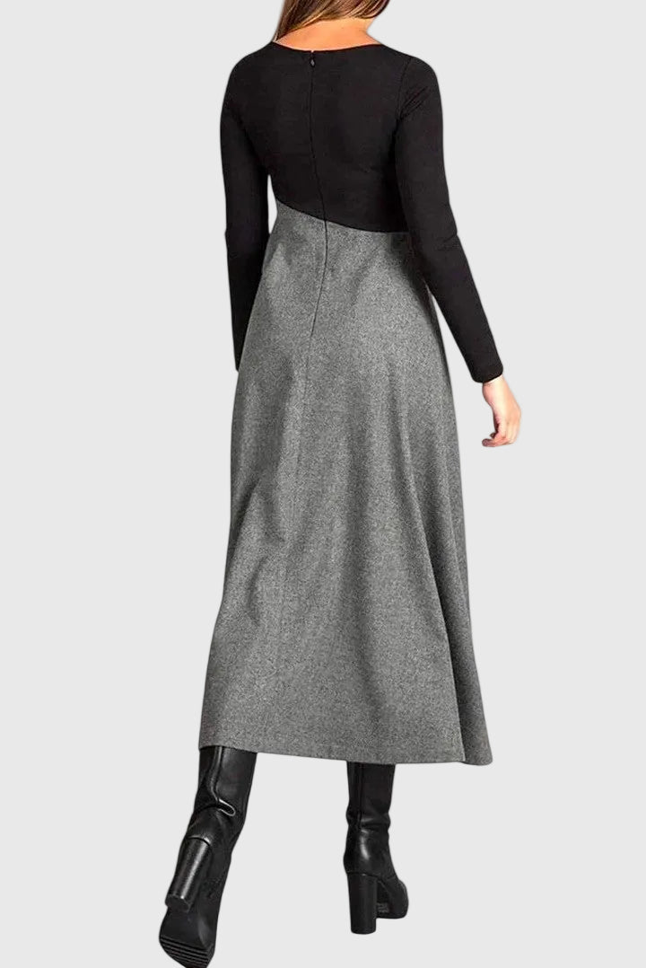 Grace | Polished A-Line Midi Long Sleeve Dress