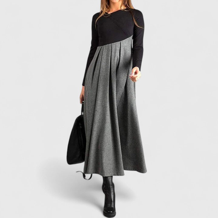 Grace | Polished A-Line Midi Long Sleeve Dress