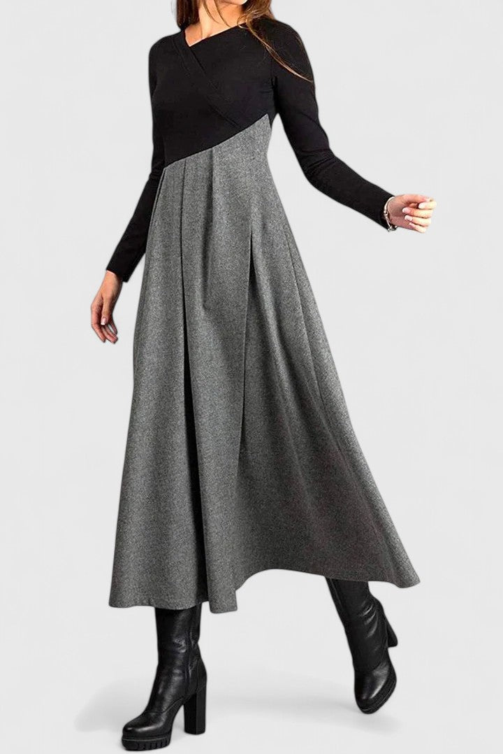 Grace | Polished A-Line Midi Long Sleeve Dress