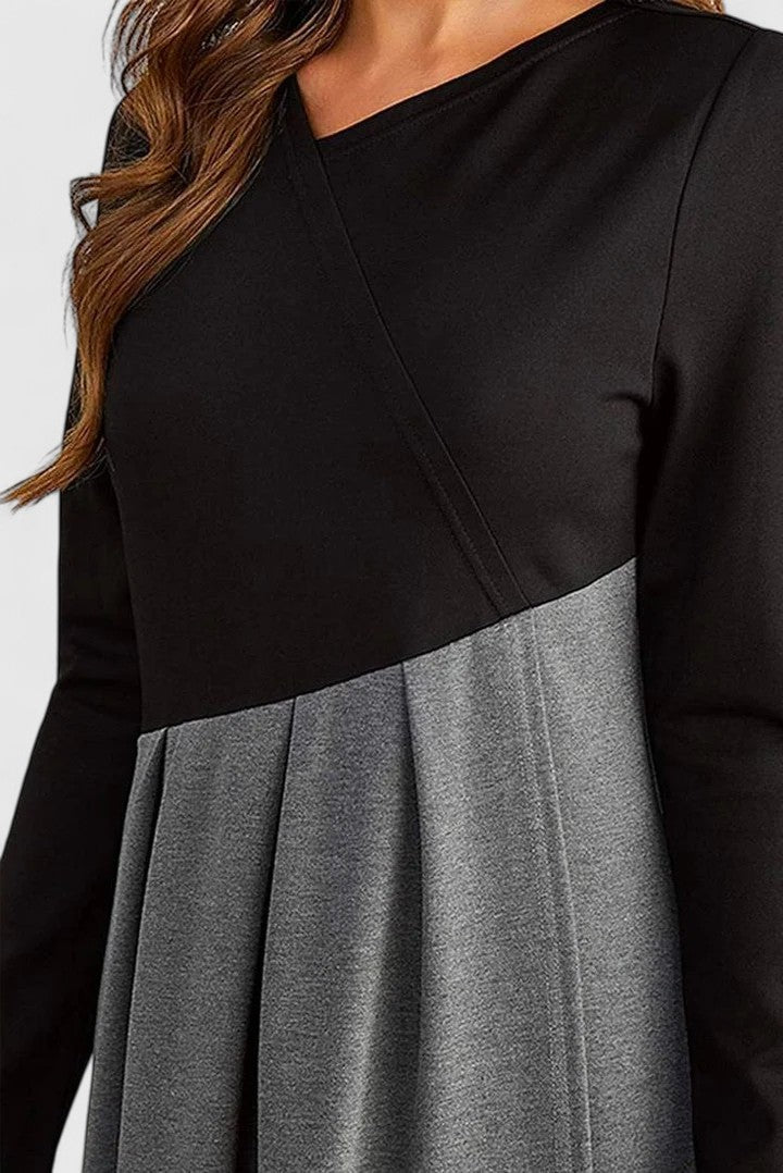 Grace | Polished A-Line Midi Long Sleeve Dress