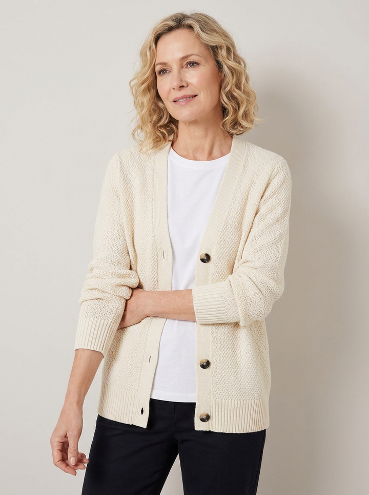 Grace | Sophisticated V-Neck Heart Button Knit Cardigan