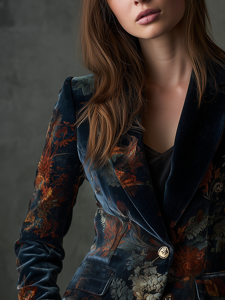Grace | Timeless Floral Print Single-Breasted Blazer