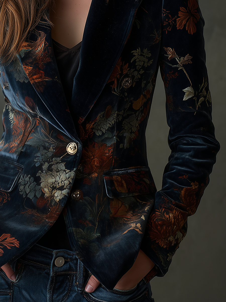 Grace | Timeless Floral Print Single-Breasted Blazer
