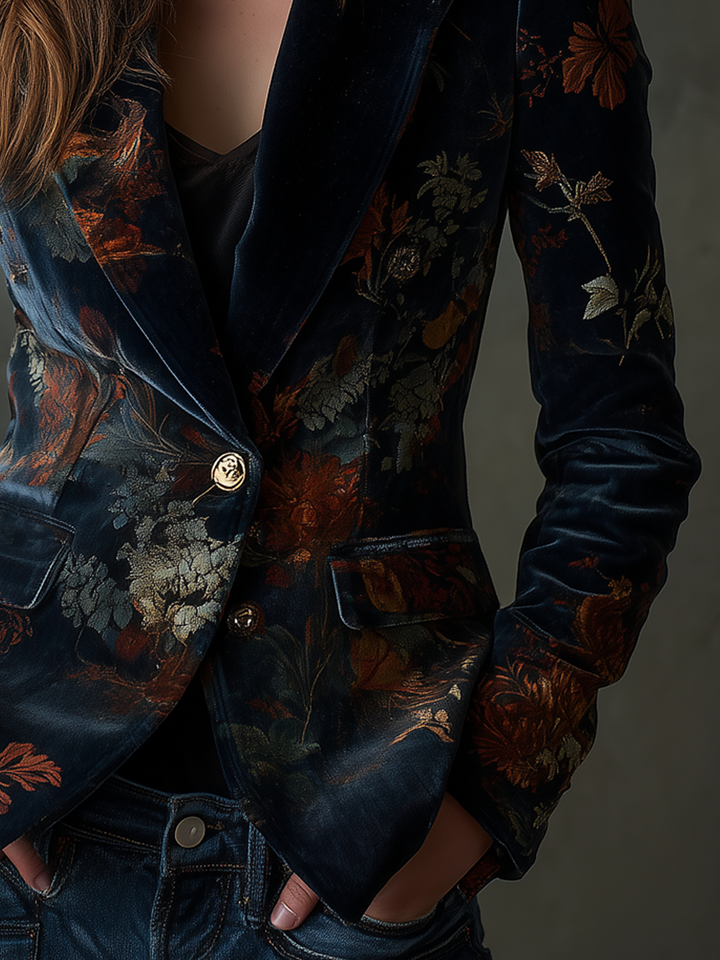 Grace | Timeless Floral Print Single-Breasted Blazer
