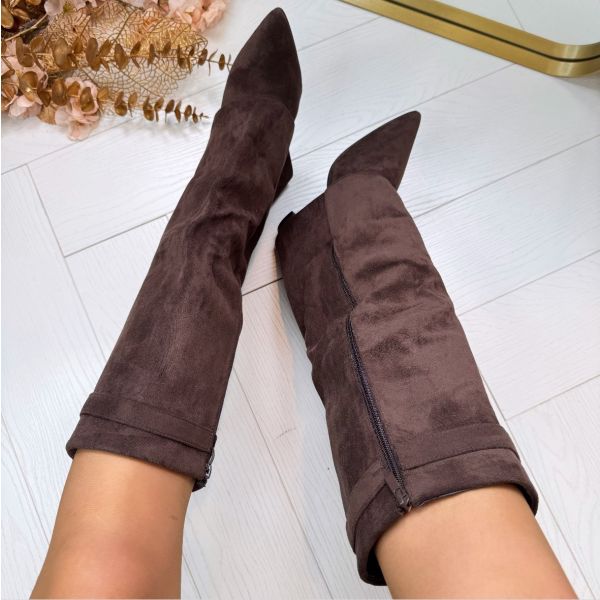 Hannah | Graceful Pointed-Toe Knee High Boots with Block Heel