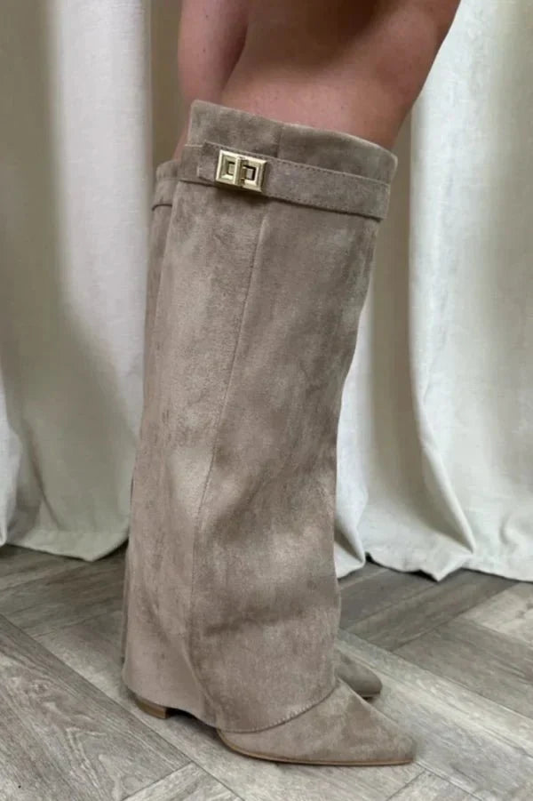 Hannah | Graceful Pointed-Toe Knee High Boots with Block Heel