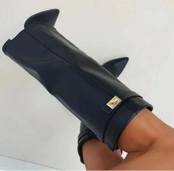 Hannah | Graceful Pointed-Toe Knee High Boots with Block Heel