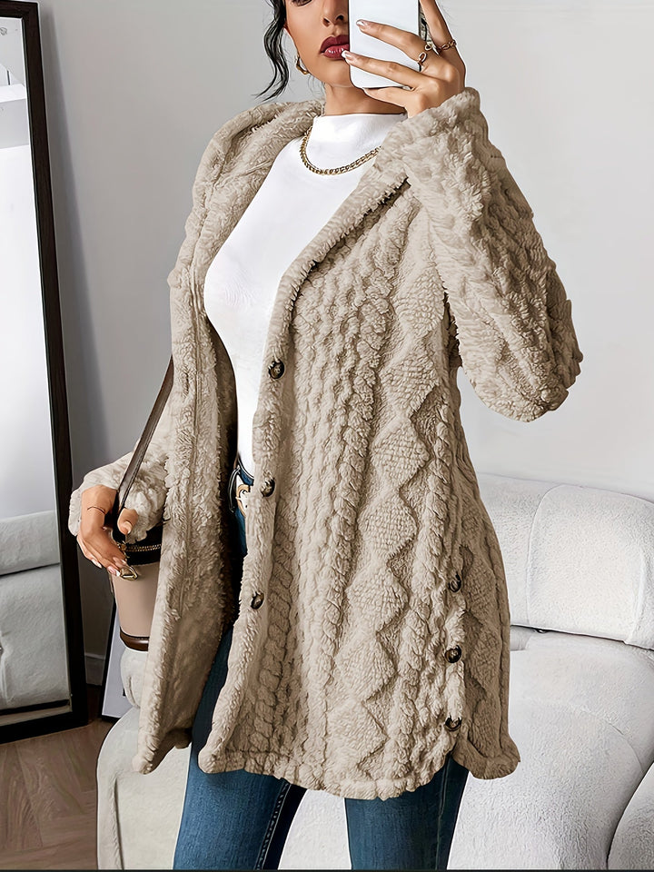 Heather | Stylish Textured Hooded Longline Cardigan
