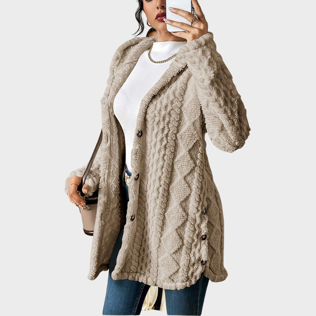 Heather | Stylish Textured Hooded Longline Cardigan