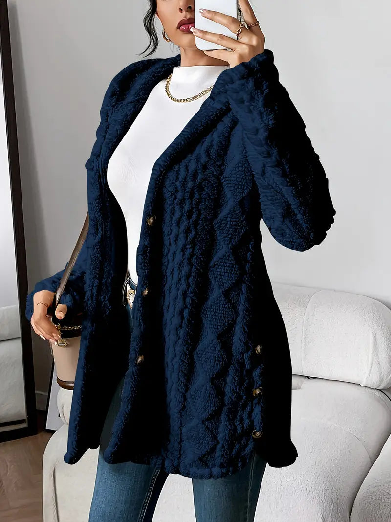Heather | Stylish Textured Hooded Longline Cardigan