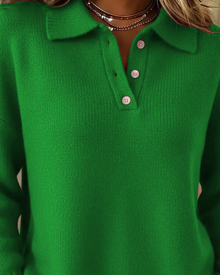 Helen | Chic Long Sleeve Polo Knit Sweater