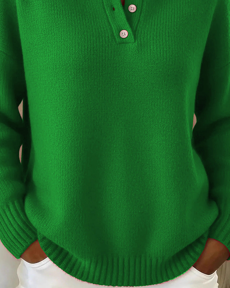 Helen | Chic Long Sleeve Polo Knit Sweater