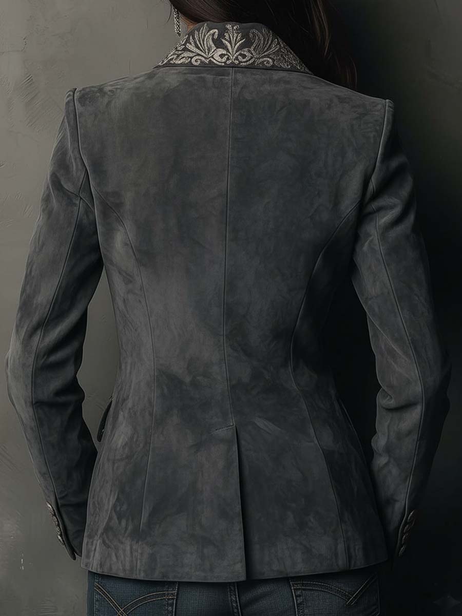 Helen | Classic Embossed Floral Tailored Long Sleeve Blazer