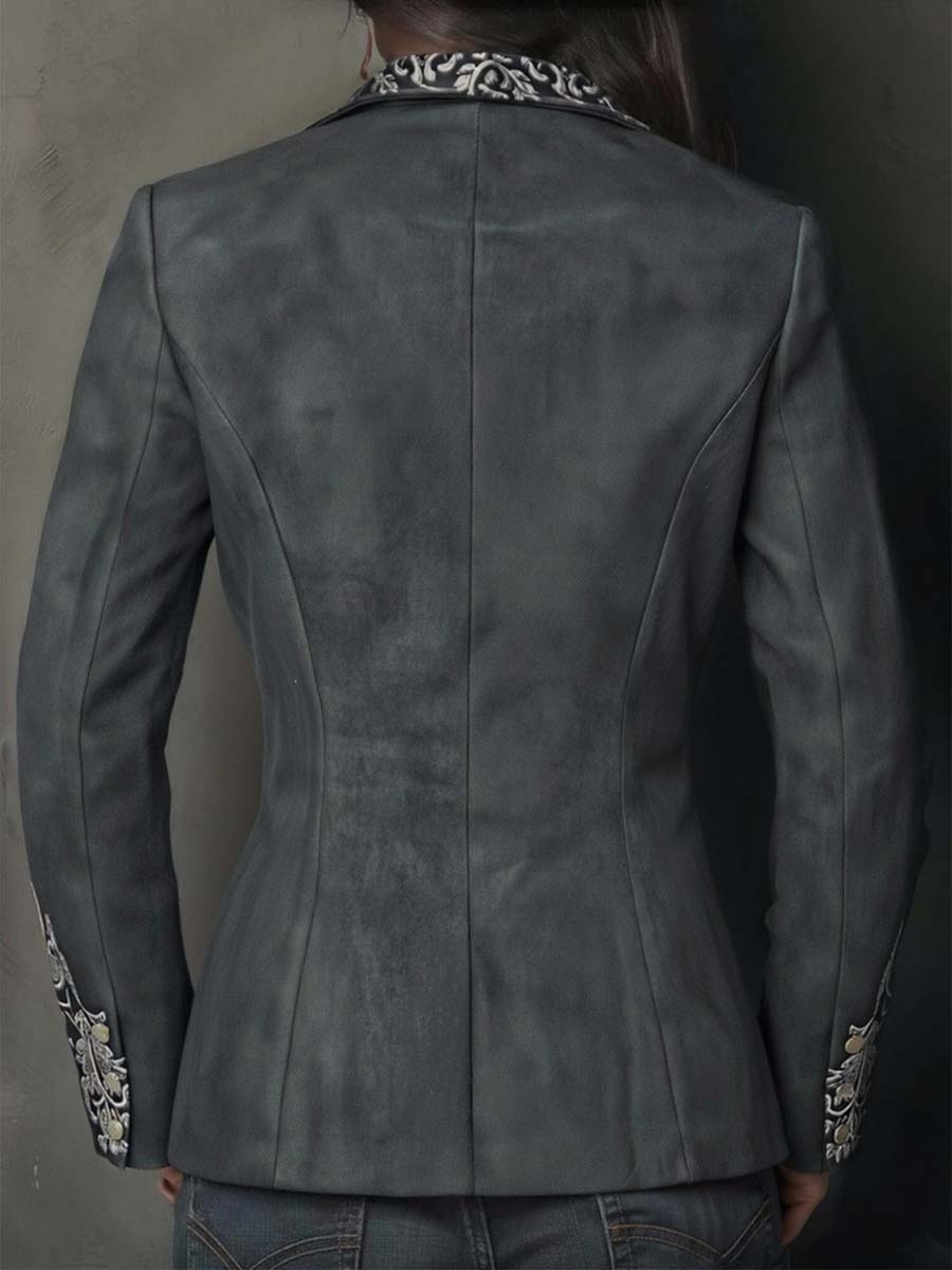 Helen | Classic Embossed Floral Tailored Long Sleeve Blazer