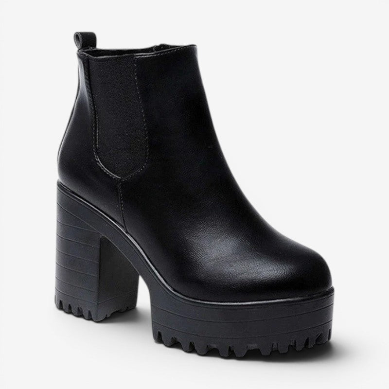 Isabella | Hyggelig Chunky Platform Støvler med Hæl i Ankellængde