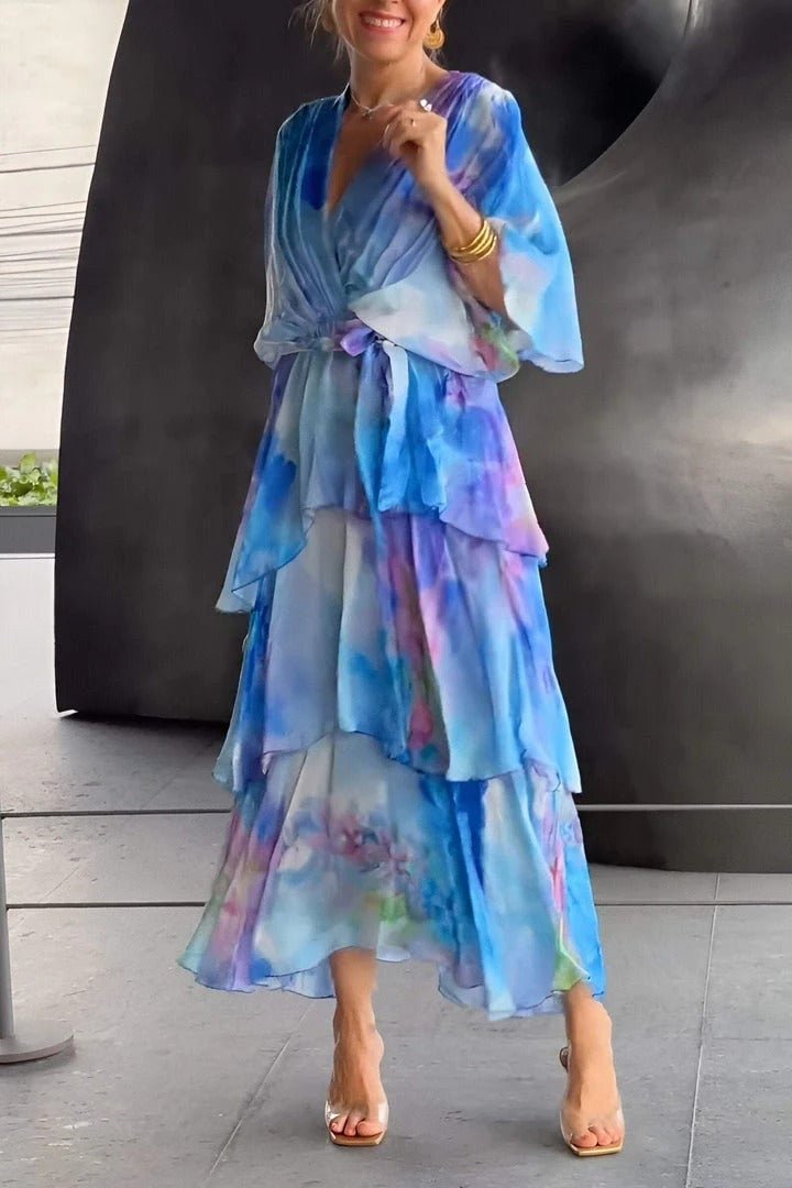 Isabella | Poleret Blomstret Lagdelt Maxi Gallakjole